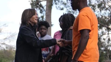 Harris Hands Out Meals, Consoles Families as She Surveys Hurricane Helene Devastation in Georgia