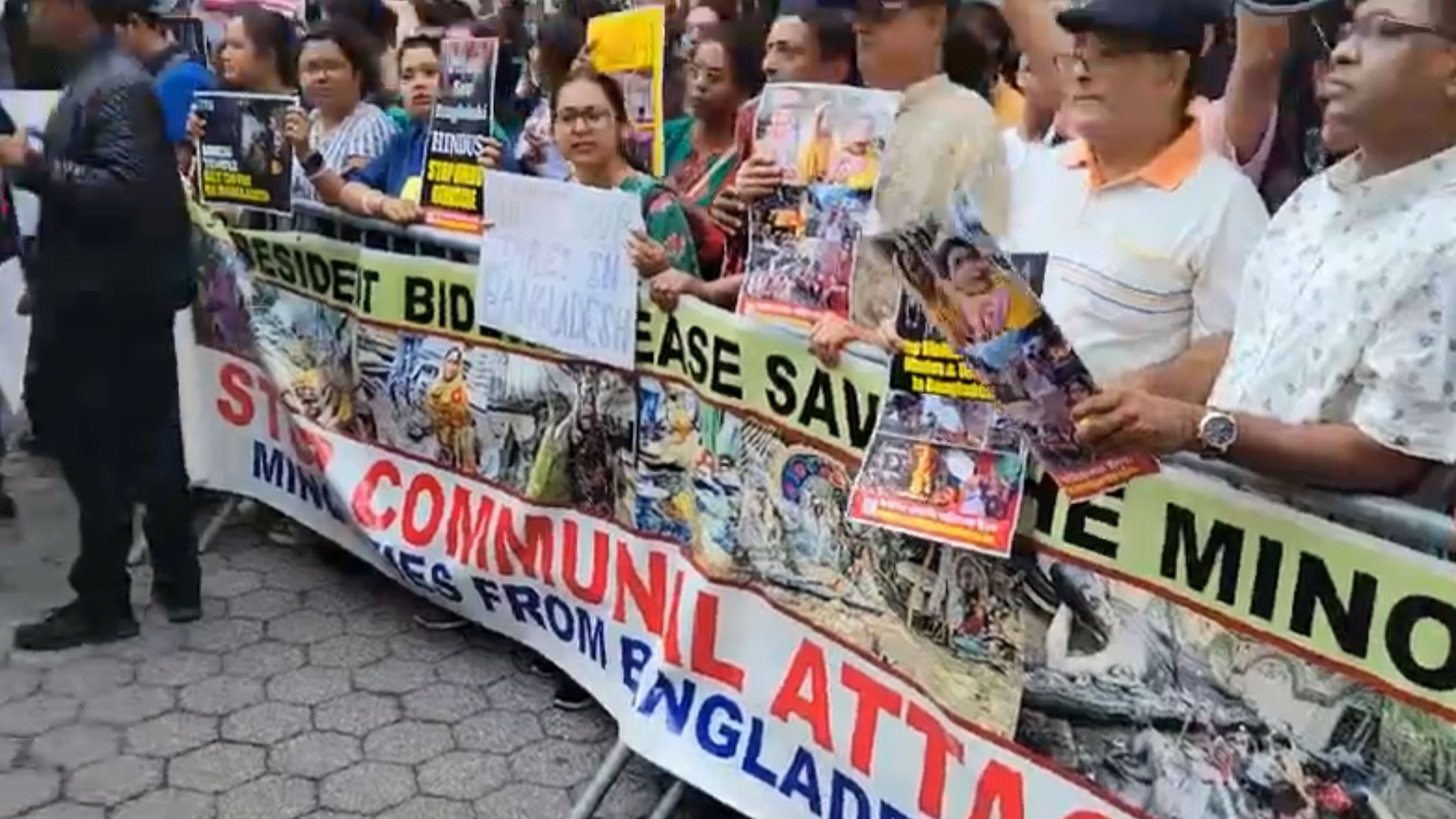 Hindus Protests at UN Headquarters, Demand Protection for Minorities in Bangladesh