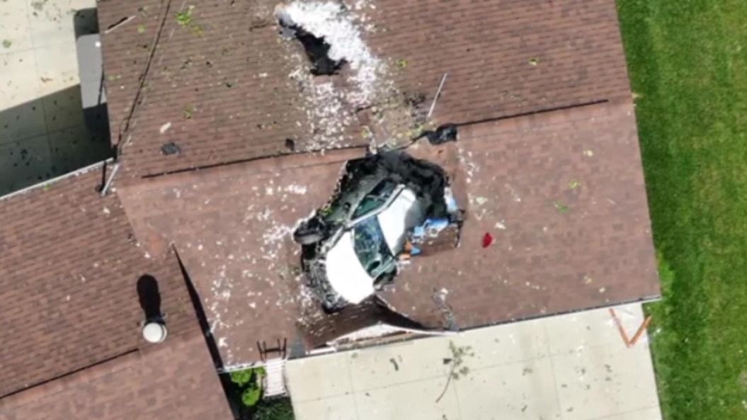 Car Crashes Through Garage Roof of Southeast Minnesota Home