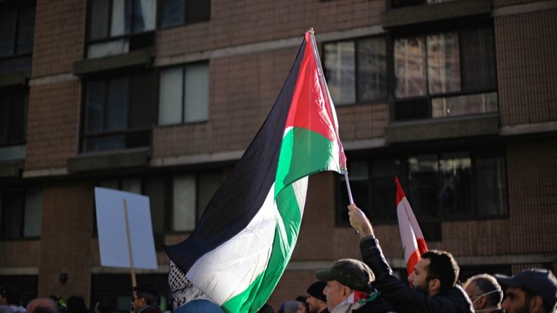 Protesters Raise Palestinian Flag, Burn US Flag Near Congress