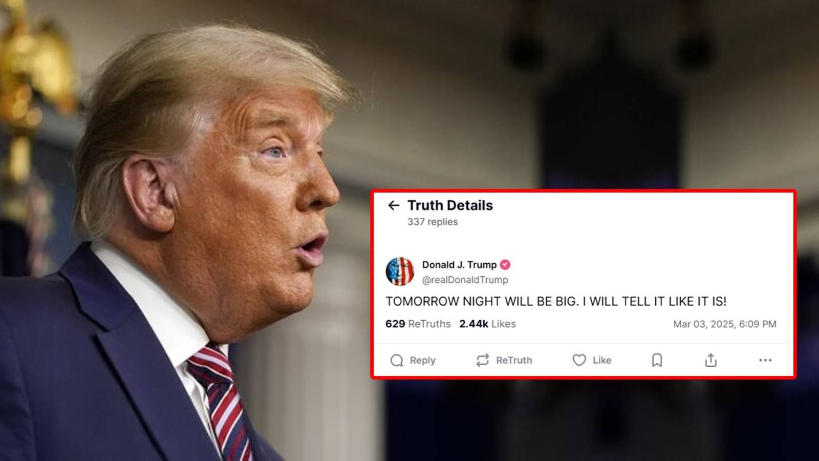 Tomorrow Night Will Be Big, Will Tell It Like It Is: Trump’s Cryptic Post Raises Suspense