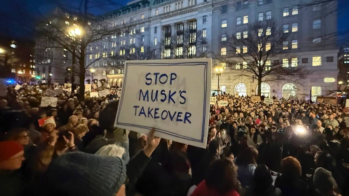 Stop Musk’s Takeover: Thousands of Federal Workers Rally Against DOGE, Trump Govt After Mass Layoffs