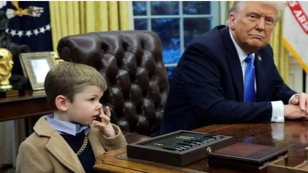 Trump Removes 145-Year-Old Office Desk After Musk’s Son Seen Picking Nose, Wiping Fingers