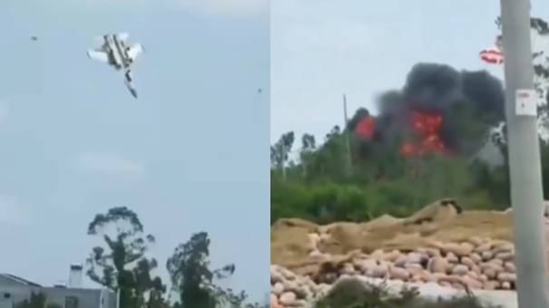 Video Captures Exact Moment When Chinese Navy J-15 Fighter Jet Crashes In Hainan Province