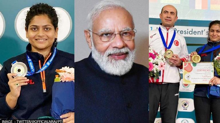 Issf President S Cup Pm Modi Congratulates Manu Bhaker Rahi Sarnobat