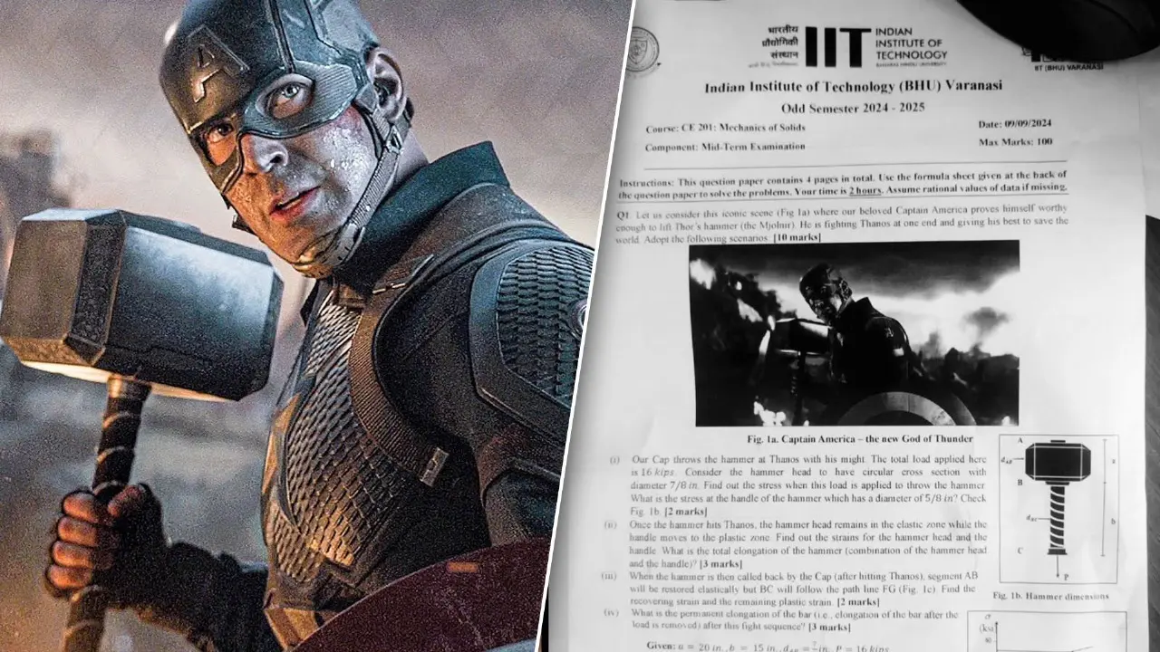 VIRAL | Captain America Vs Thanos Fight Scene From Avengers Endgame Appears In IIT Varanasi Exam 10 Mark question on Avengers Endgame in IIT Varanasi exam