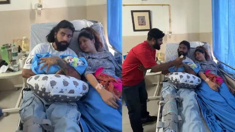 पापा बनते ही टूटे पैर से अस्पताल पहुंचे अनुराग डोभाल, बेबी को गोद में लिया, खत्म हुई मियां-बीवी में अनबन! Anurag Dobhal-Ritika Chauhan