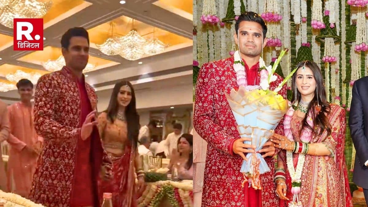 पत्नी सानिया चंडोक का हाथ पकड़े जा रहे थे Arjun Tendulkar, दोस्तों ने किया मजाक, तो शर्मीले दुल्हे की मुस्कान ने लूटी ली महफिल