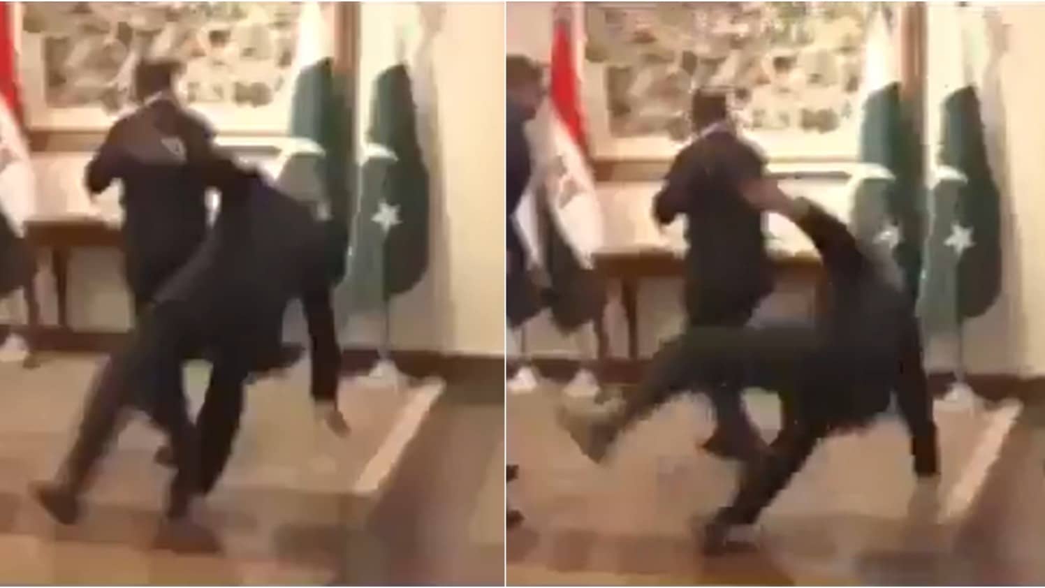 Awkward Moment: Pakistan Deputy PM Ishaq Dar Trips, Falls During US-Iran Peace Talks | Watch