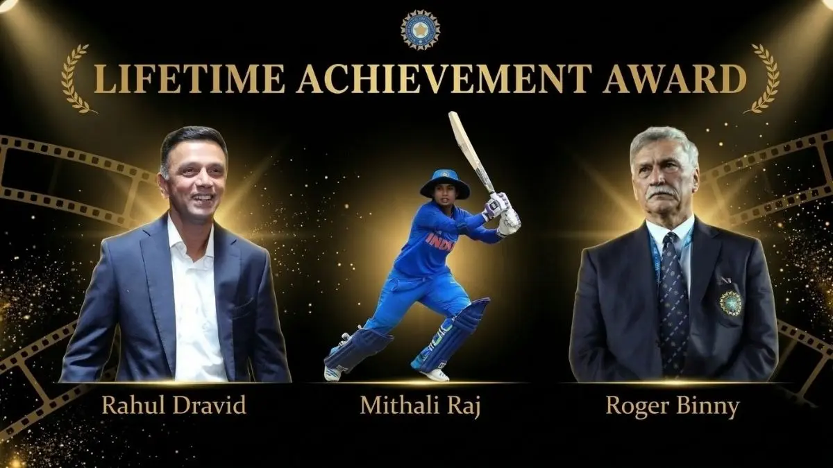 BCCI Naman Awards 2026: इन तीन खिलाड़ियों को लाइफटाइम अचीवमेंट अवॉर्ड, विराट कोहली, रोहित शर्मा और सूर्या का नाम भी नहीं BCCI Lifetime Achievement Awards Roger Binny, Rahul Dravid and Mithali Raj at Naman Awards 2026