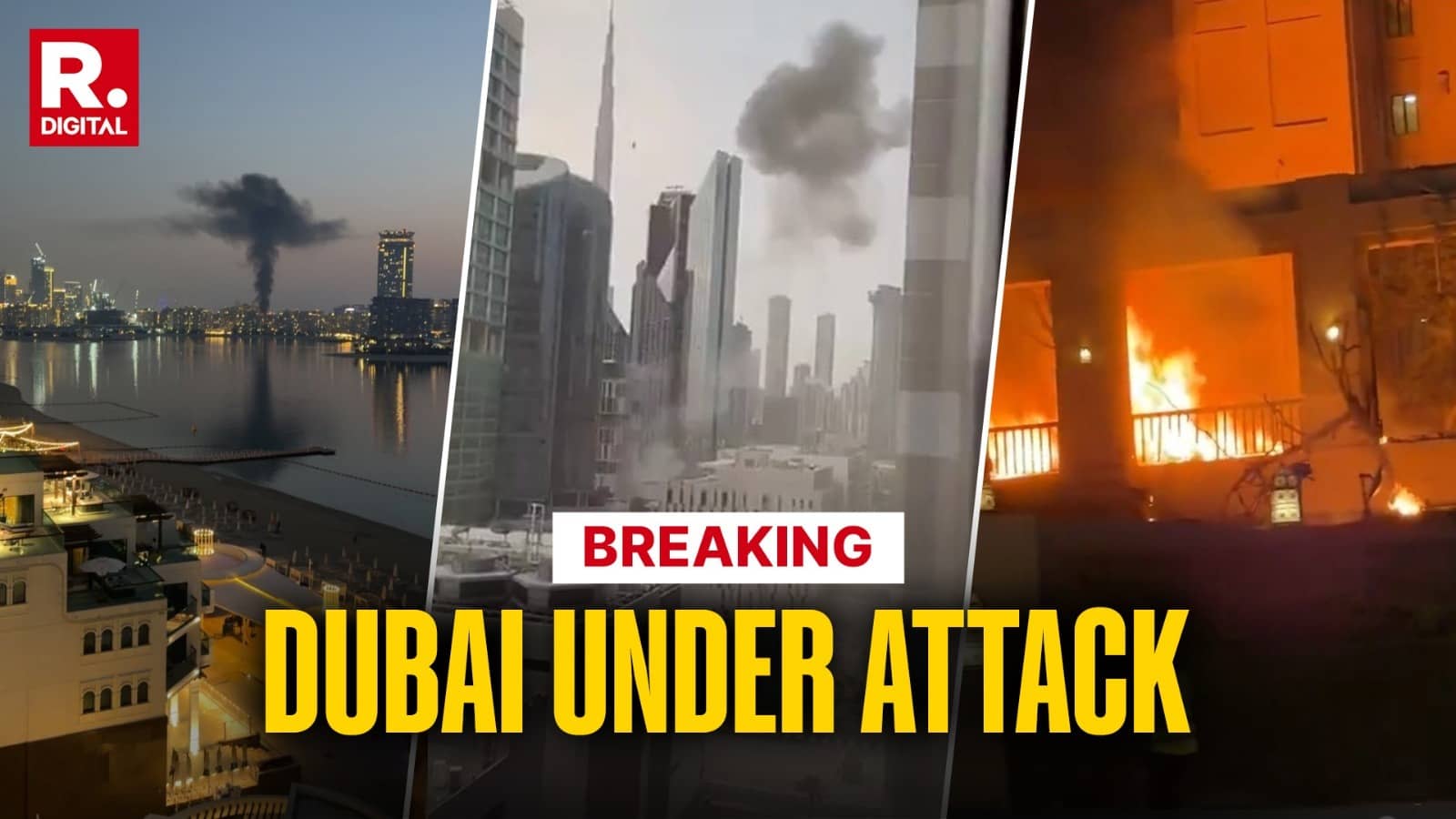 Blasts Rock Central Dubai, Thick Black Smoke Seen Near Burj Khalifa After Fresh Explosions