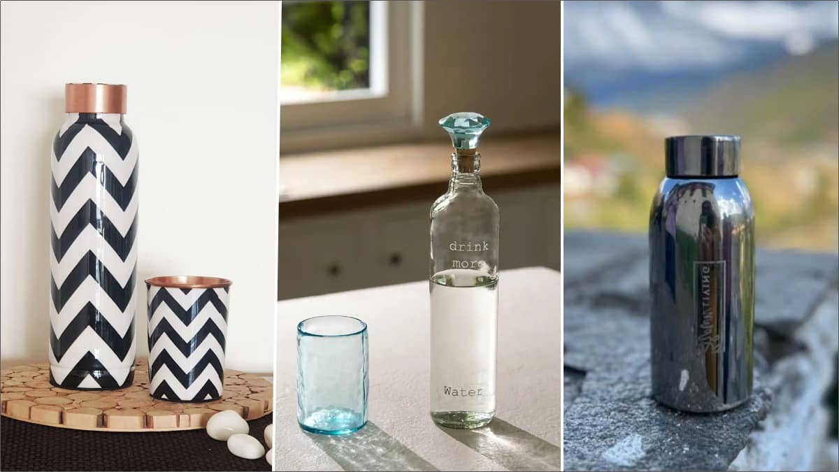 Copper, steel and glass utensils are commonly used for storing and drinking water