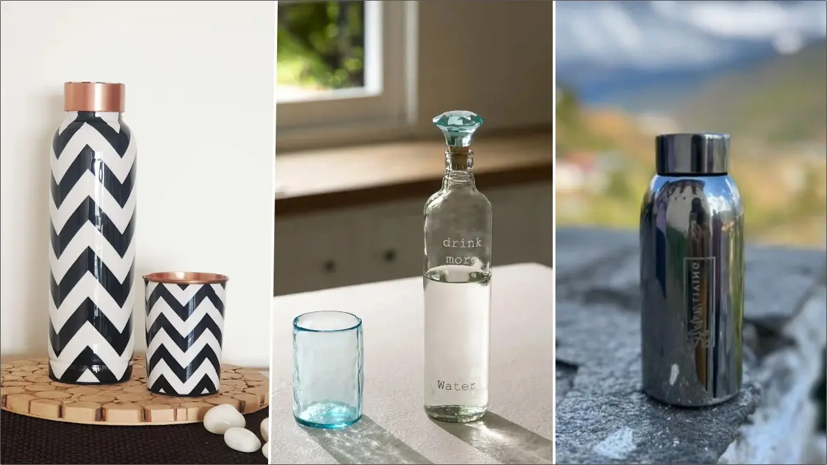 Stainless Steel, Glass Or Copper: Which Vessel Is Ideal To Store And Drink Water From? Copper, steel and glass utensils are commonly used for storing and drinking water