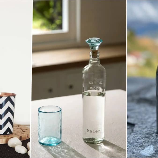 Copper, steel and glass utensils are commonly used for storing and drinking water