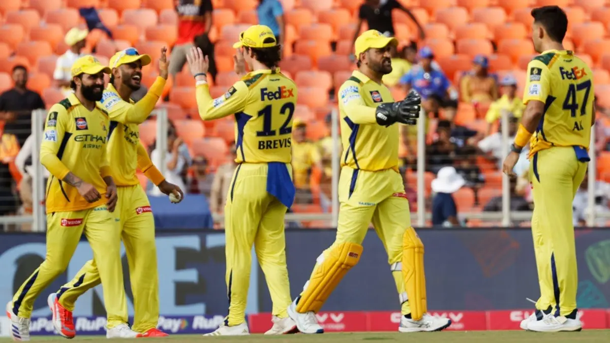 After MS Dhoni, CSK Hit By Another Setback Before IPL 2026 Campaign Opener Against RR: Report CSK's Urvil Patel, Dewald Brevis, MS Dhoni, and other teammates celebrate after taking a wicket in IPL 2025