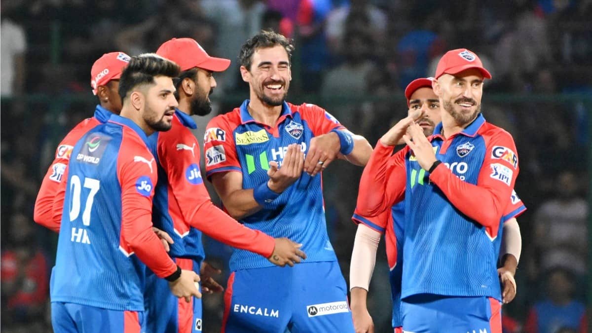 Delhi Capitals players celebrating after taking a wicket in IPL 2025