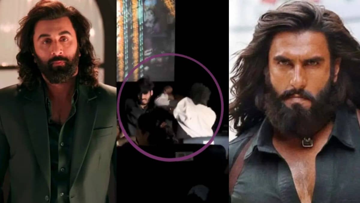 dhurandhar 2 fight-erupts-between-ranveer-singh-and-ranbir-kapoor-fans-at-theatre viral video on social media