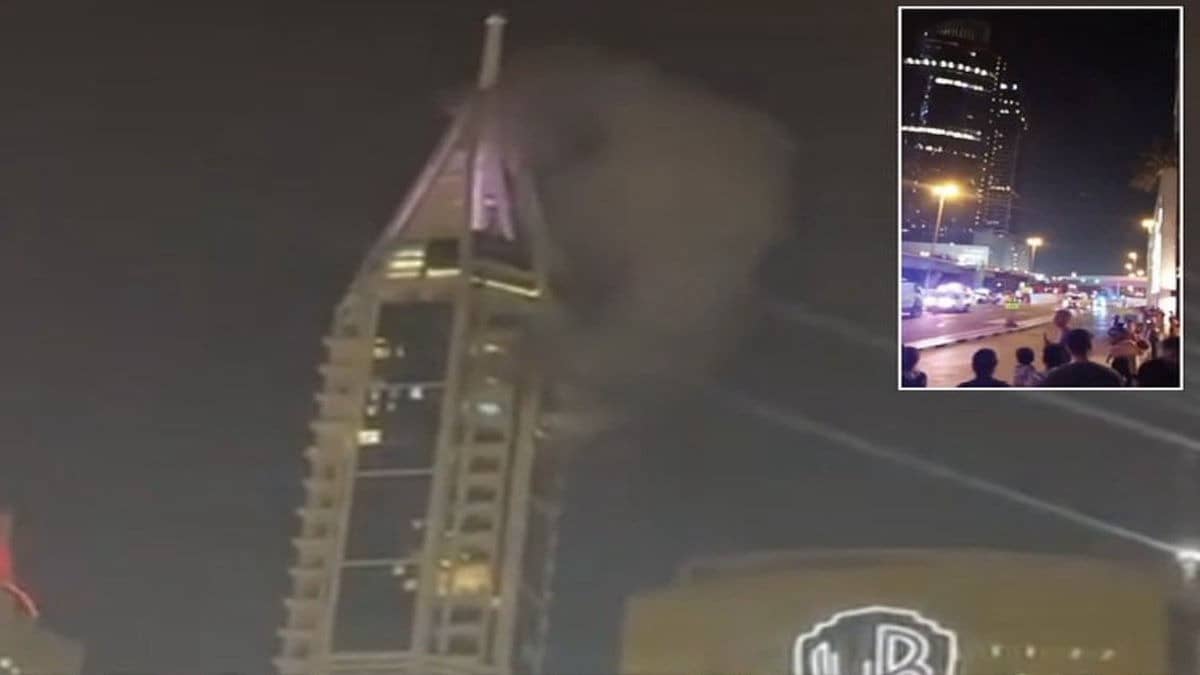 Drone Strike In Dubai? 23 Marina Tower Hit As Intercepted Aerial Threat Debris Sparks Fire | WATCH