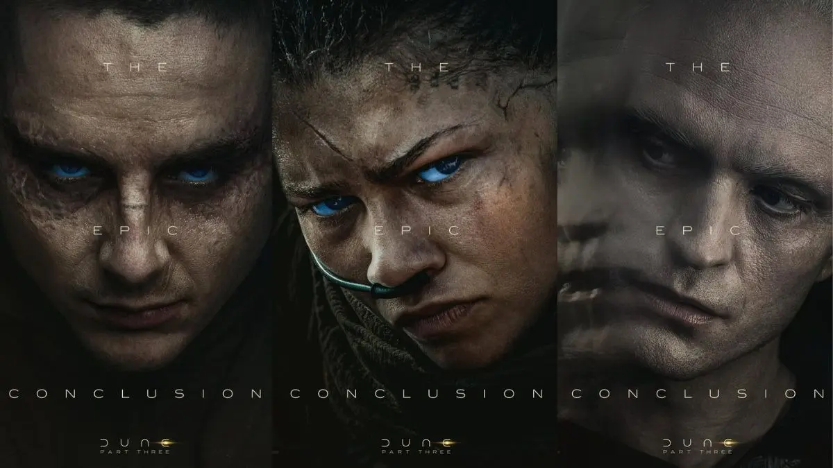 Dune 3 First Look Poster: Timothee Chalamet As Paul Atreides, Robert Pattinson As Villain Scytale, Zendaya As Chani Look Intense Dune 3 First Look Poster