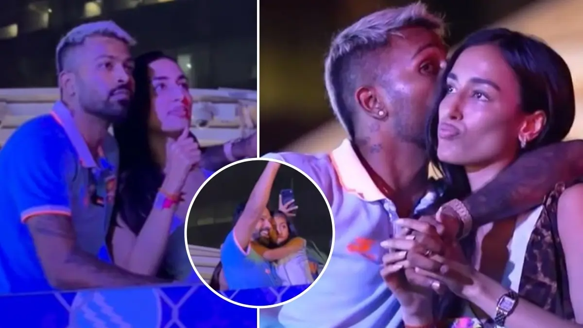 बाहों में बाहें, फिर किया KISS... इवेंट में हार्दिक पांड्या ने गर्लफ्रेंड माहिका के साथ जताया खुल्लम खुल्ला प्यार, रोहित शर्मा ने भी लिए मजे Hardik Pandeya-Mahieka Sharma