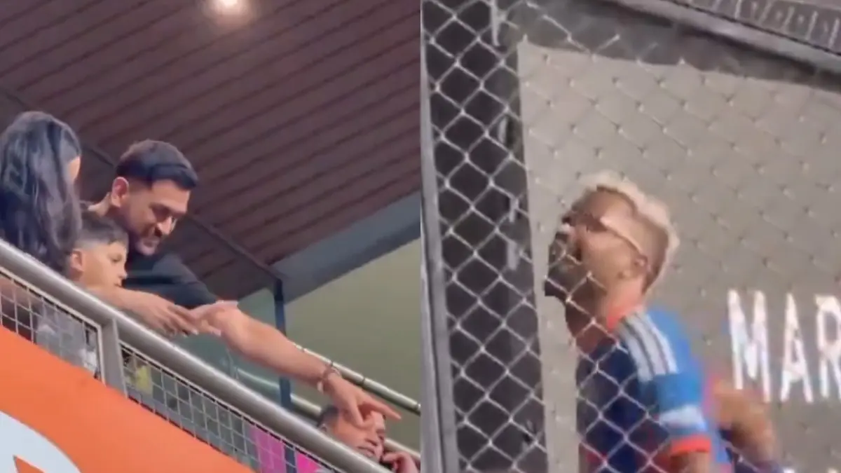T20 World Cup: Hardik Pandya Interacts With Son Agastya & MS Dhoni In The Stands, Heartwarming Moment Goes Viral Hardik Pandya, MS Dhoni