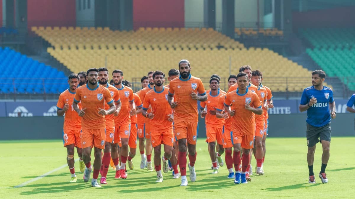 Indian Footballers during a training session
