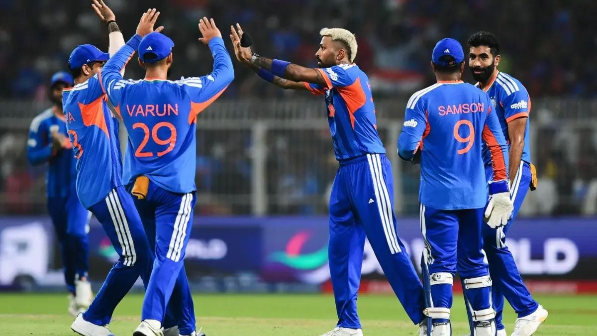 ICC Reveals Match Officials For High-Voltage India vs England T20 World Cup 2026 Semi-Final Indian players celebrating after taking a wicket against West Indies