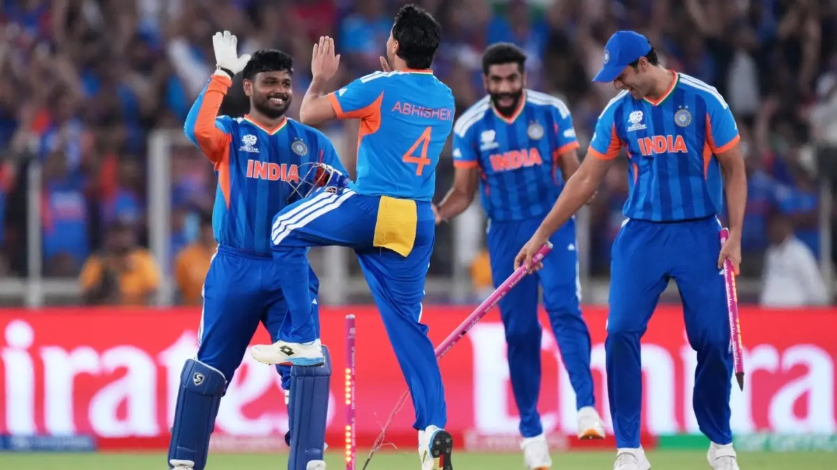 Virat Kohli Hails India’s Historic T20 World Cup Triumph As Men In Blue Crush New Zealand In Ahmedabad Indian players celebrating after win over New Zealand in the T20 World Cup 2026 Final