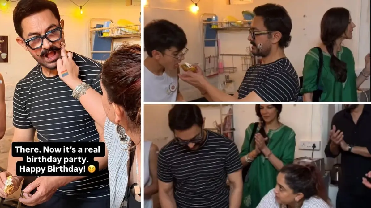 Viral Video: Aamir Khan Celebrates 61st Birthday With Girlfriend Gauri Spratt, Ex-wives Kiran Rao, Reena Dutta And All Three Children Inside Aamir Khan's birthday celebration