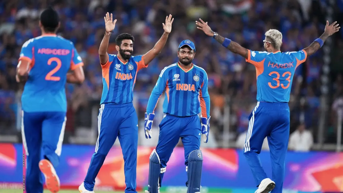 'This Victory Has Filled Every Indian Heart': PM Modi Congratulates Team India On Successfully Defending T20 World Cup Title In Ahmedabad Jasprit Bumrah celebrates a wicket