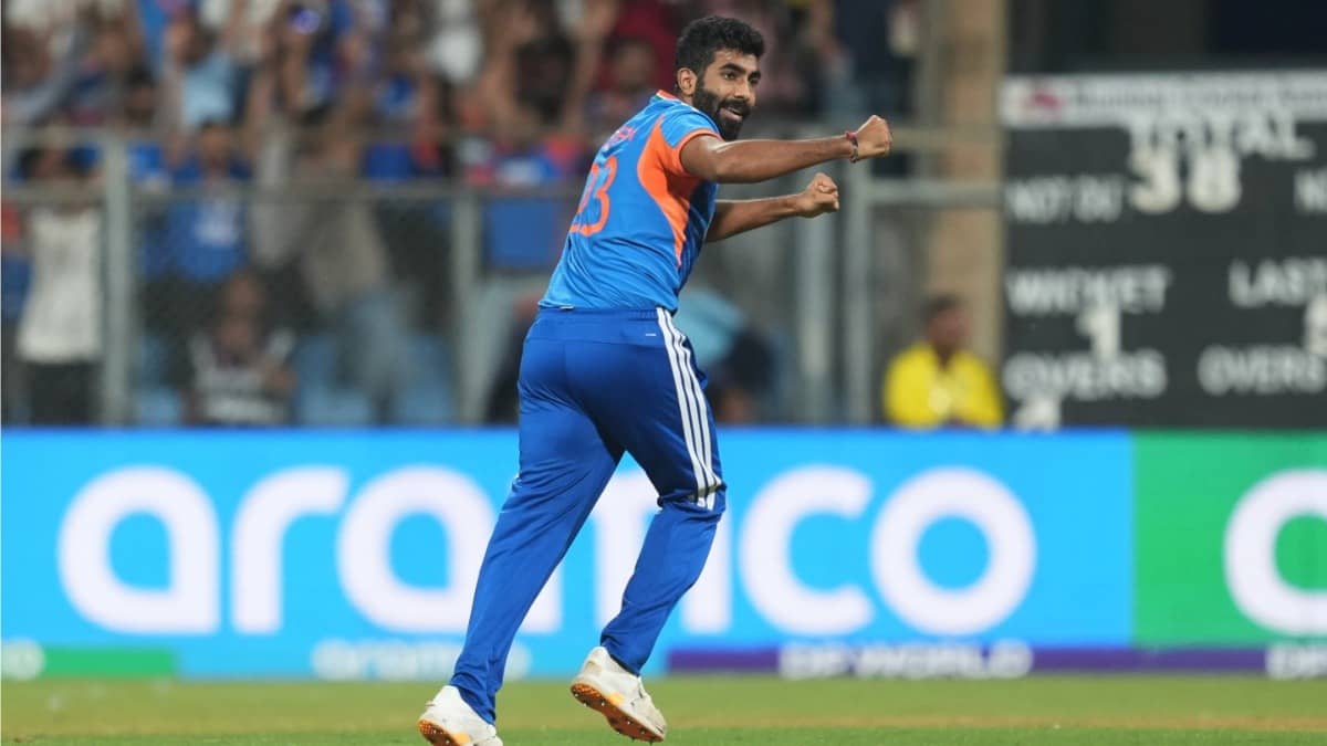 Jasprit Bumrah celebrating after taking a wicket