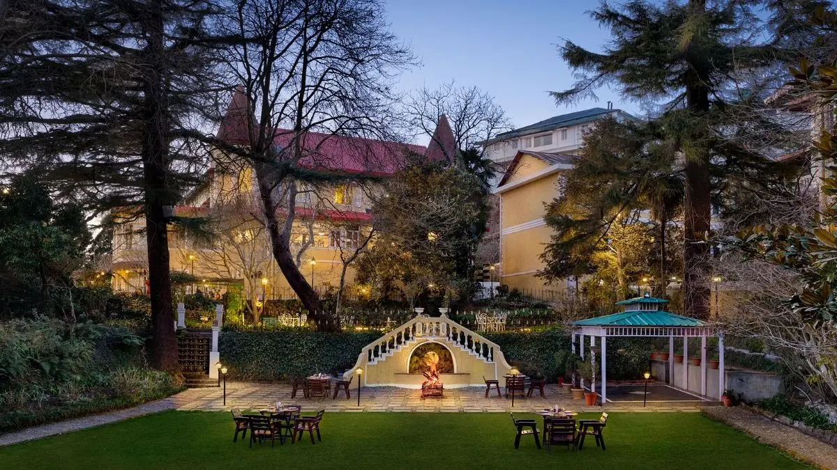 Watching the Valleys Wake Up in Mussoorie Kasmanda Palace is surrounded by lush greenery and tranquil