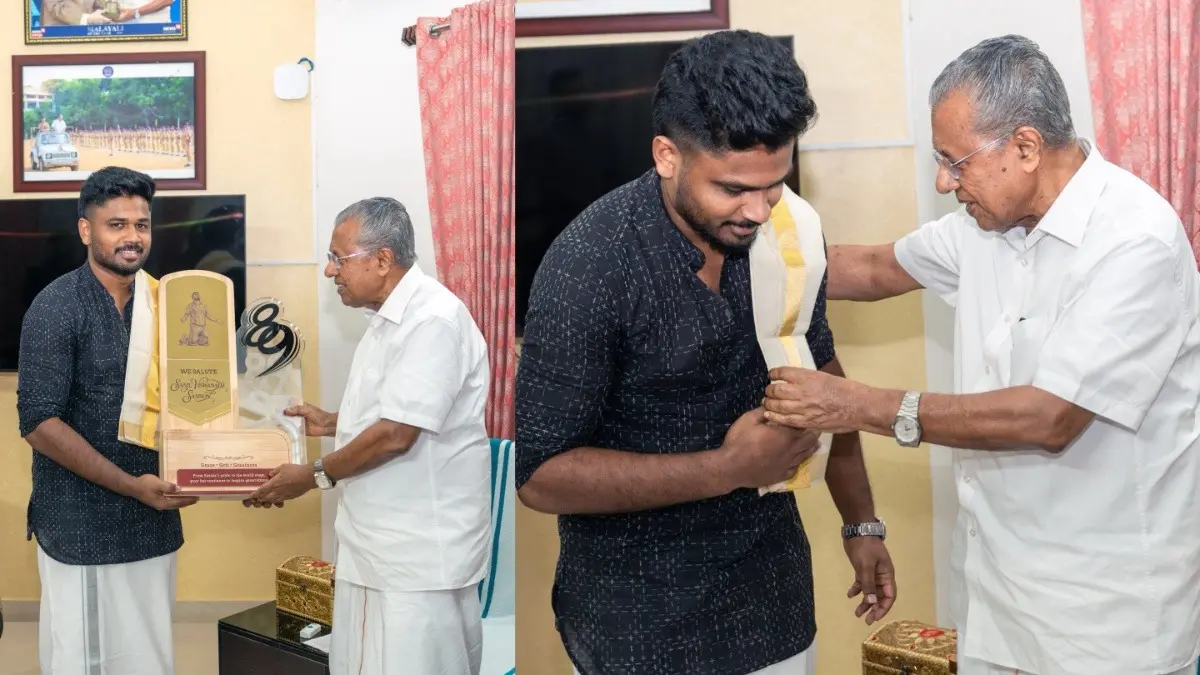 Kerala CM Pinarayi Vijayan Meets Sanju Samson After Team India's T20 World Cup Triumph Kerala CM Pinarayi Vijayan Meets Sanju Samson