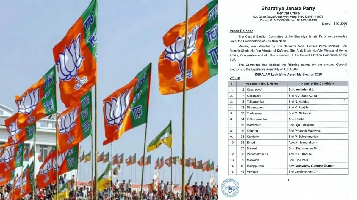 Kerala Polls: BJP Releases Second List Of 39 Candidates In Assembly Elections; Check Full List Kerala Polls: BJP Releases Second List Of 39 Candidates In Assembly Elections; Check Full List