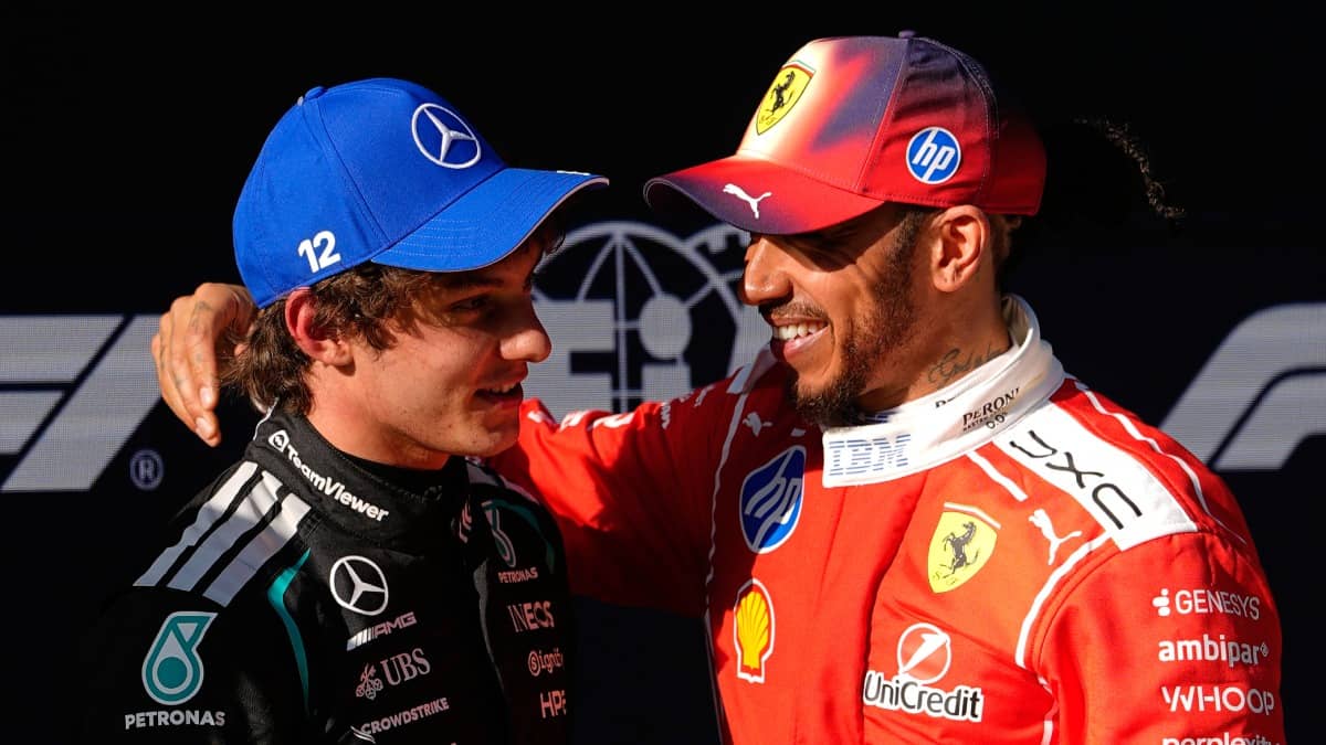 Kimi Antonelli and Lewis Hamilton