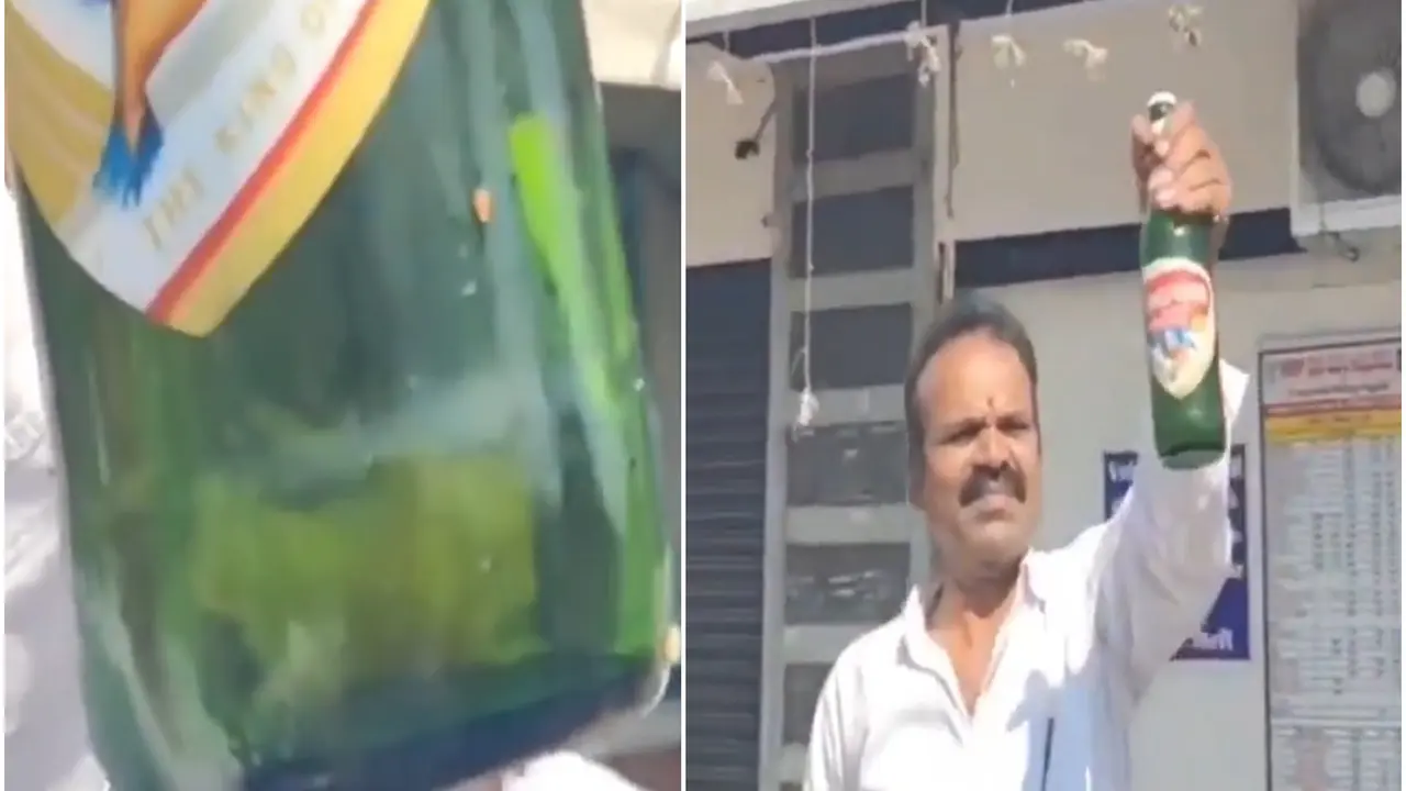 King 'Fish' Err: Fish Found In Sealed Beer Bottle In Hyderabad, Buyer Shocked | VIRAL VIDEO King 'Fish' Err: Fish Found In Sealed Beer Bottle In Hyderabad, Buyer Shocked | VIRAL VIDEO