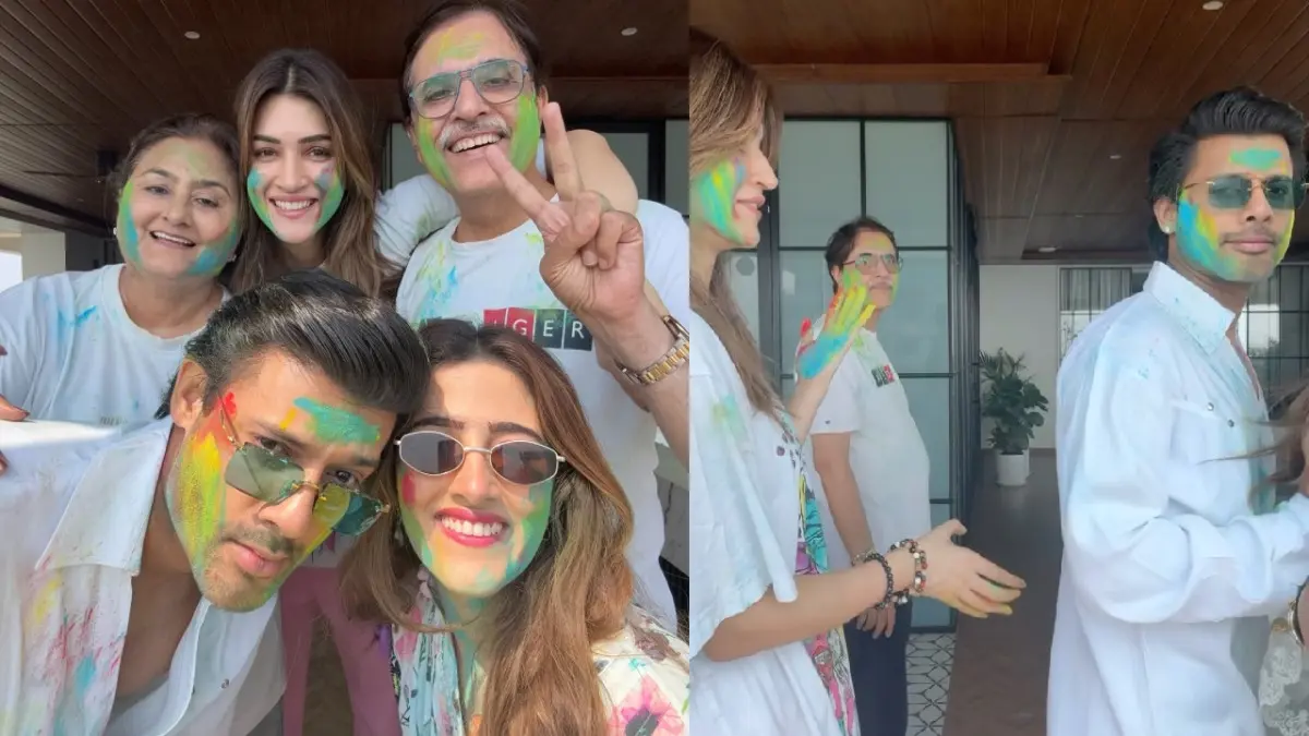 Kriti Sanon Holi Celebration: कृति सेनन ने परिवारवालों संग मनाई होली, जीजा स्टेबिन को ऐसे लगाया गुलाल, हंसने लगीं बहन नूपुर Kriti Sanon Holi Celebration