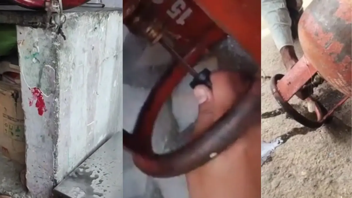 VIRAL VIDEO: कहीं आपके साथ भी तो नहीं हुआ ये स्कैम? 14.2 किलो के सिलेंडर में भरा जा रहा पानी, VIDEO देख लोगों के होश फाख्ता LPG Gas Cylinder Scam Viral Video