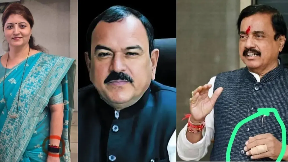 Matching Rudraksha Beads, Band Aid On Fingers: Rupali Chakankar, Sunil Tatkare Face 'Black Magic' Heat Amid Godman Ashok Kharat Row Matching Rudraksha Beads, Band Aid On Fingers: Rupali Chakankar, Sunil Tatkare Face 'Black Magic' Heat Amid Godman Ashok Kharat Row