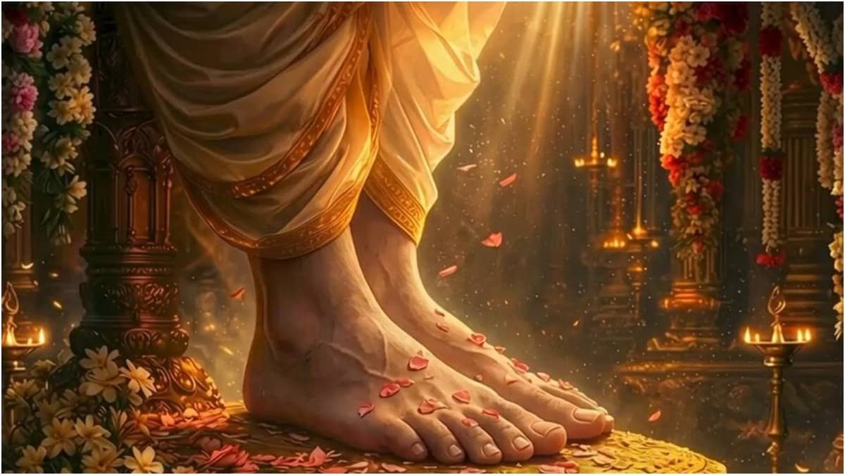 Motion poster of Ramayana show the revered feet of Lord Ram