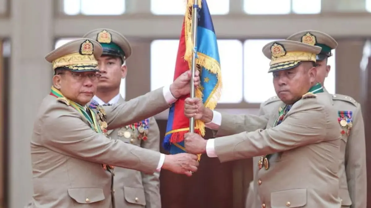 Who Ye Win Oo? Myanmar's Former Spymaster Now The New Military Chief Myanmar junta chief Senior General Min Aung Hlaing hands over a flag to newly appointed Commander-in-Chief General Ye Win Oo during a ceremony in Naypyitaw, Myanmar, March 30, 2026.