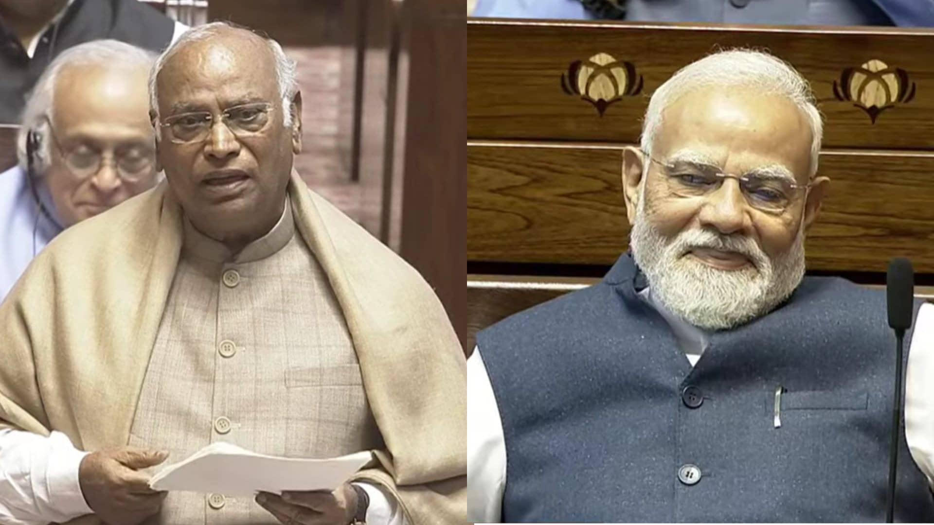 PM Modi- Mallikarjun Kharge in Rajya Sabha