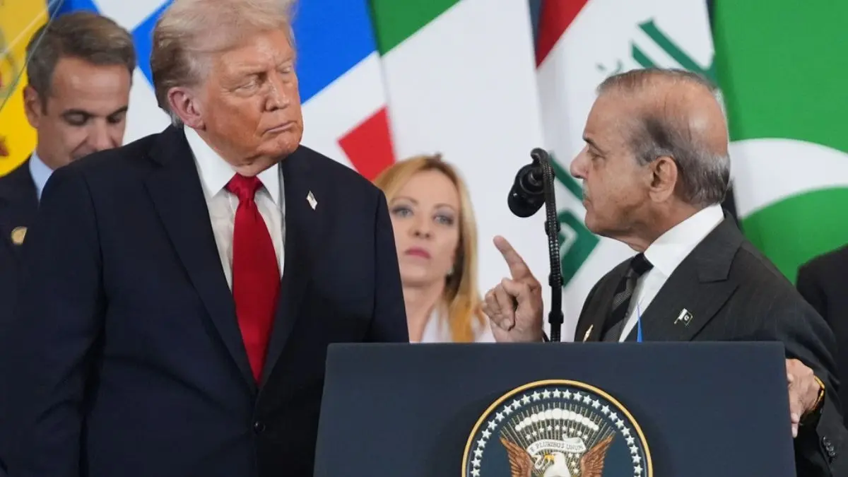 Why Pakistan Has Emerged As A Mediator Between US & Iran President Donald Trump, left, listens as Pakistan's Prime Minister Shehbaz Sharif speaks during a summit to support ending the more than two-year Israel-Hamas war in Gaza after a breakthrough ceasefire deal, on Oct. 13, 2025, in Sharm El Sheikh, Egypt.