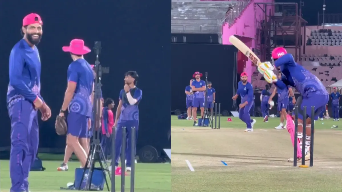 WATCH | Vaibhav Sooryavanshi Goes BIG Against Veteran Ravindra Jadeja in Fiery Face-Off During RR's Pre-Season Camp Ravindra Jadeja, Vaibhav Sooryavanshi