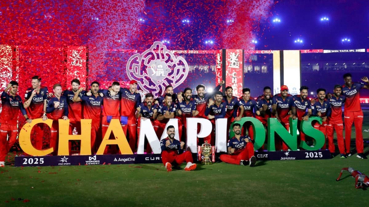 RCB players celebrating after winning IPL 2025