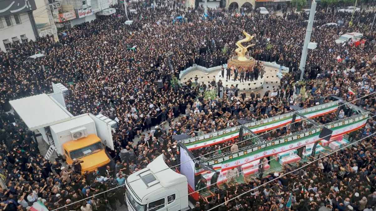 Iran Launches New Attacks and Calls for ‘Trump’s Blood’ While Israel Strikes Iranian Infrastructure Residents and officials attend the funeral of people killed in what Iranian officials said was an Israeli-U.S. strike Feb. 28 on a girls’ elementary school in Minab, Iran