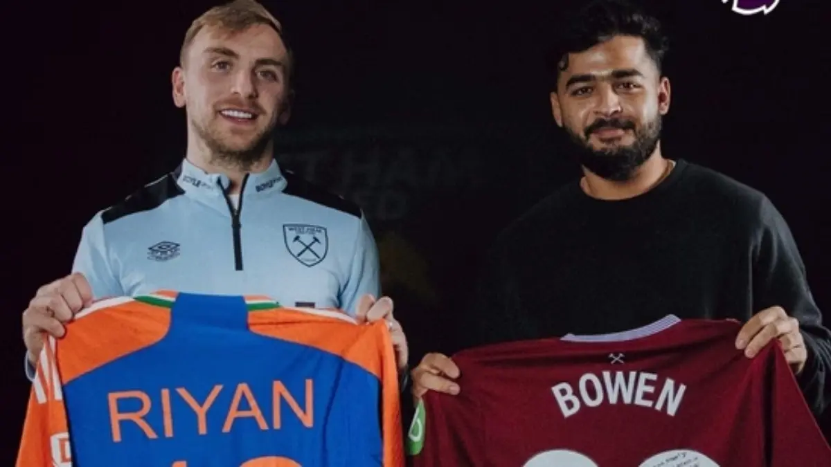 Riyan Parag shares Matchday Experience At London Stadium As Premier League Super Fan Riyan Parag and Jarrod Bowen