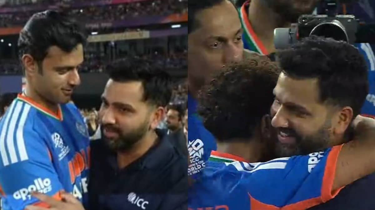 Rohit Sharma Hugs Team India Players
