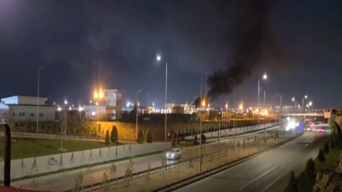 Smoke Rises From Erbil Airport Area in Iraq After Drone Attacks Over the City 