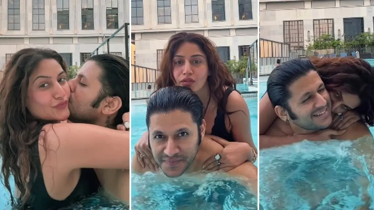 Surbhi Chandna: पति की बाहों में कोजी हुई एक्ट्रेस, पूल में मोनोकनी में सुरभि ने पति को किया KISS फिर... VIDEO Surbhi Chandna